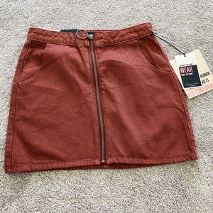 front zip line mini skirt